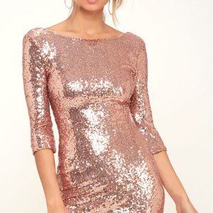 Lulu's Delightful Ways Rose Gold Sequin Dress